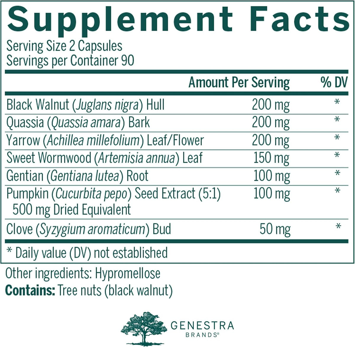 Genestra Brands Black Walnut Capsules | Herbal Formula to Support Digestive Wellbeing | 90 Capsules - görsel 2