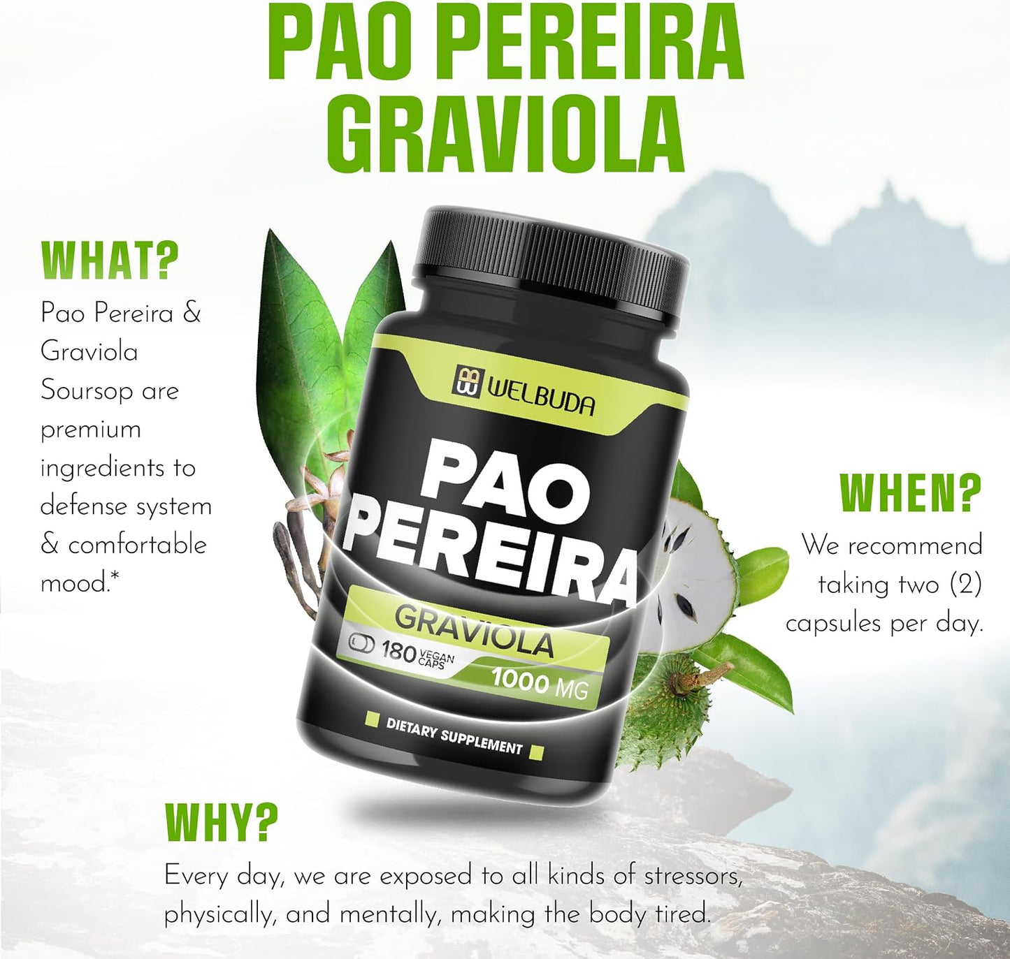Pao Pereira & Graviola Soursop Food Supplement – 180 Capsules - görsel 5