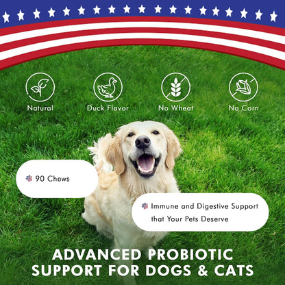 Pawfetto Advanced Probiotic Support for Dogs & Cats – Duck Flavour (90 Chews)