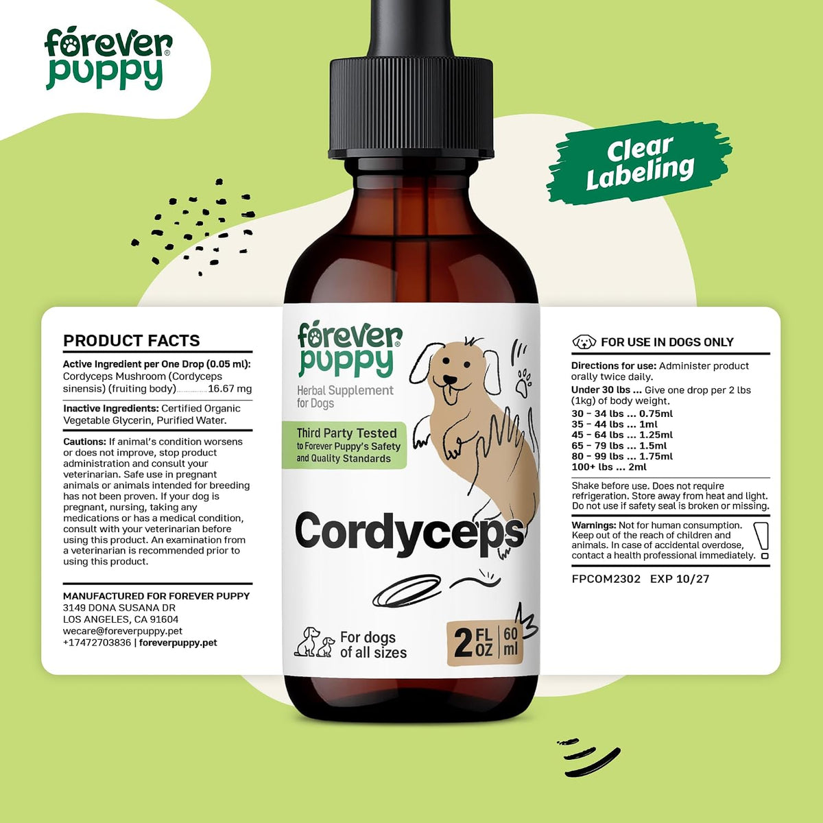 Cordyceps Mushroom Tincture for Dogs – Energy Support Supplement with Cordyceps Sinensis Extract for Kidney Cleanse – Mushroom Drops for Dogs' Canine Kidney Health Support – 60 ml - görsel 8
