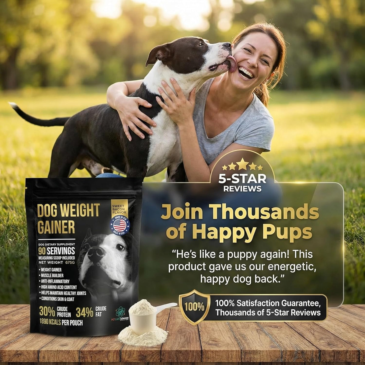 Dog Weight Gainer 90 Servings - Weight Gain Supplements for Dogs - Canine and Dog Muscle Builder - Made in The USA - görsel 4