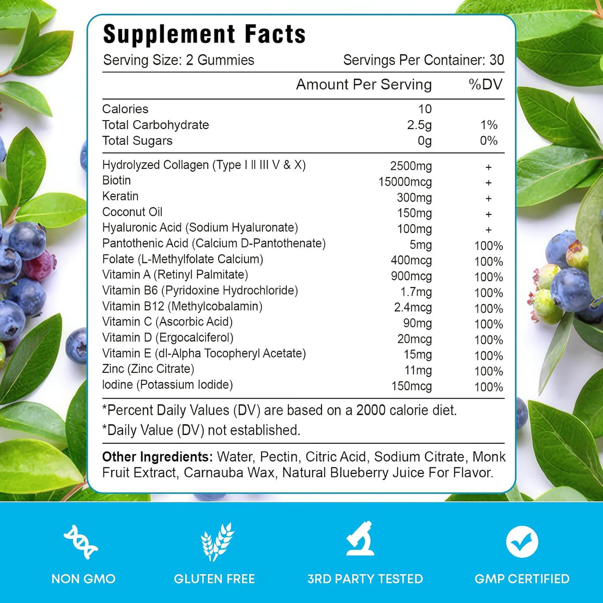 Vazatisi Biotin Gummies with Collagen & Keratin – Blueberry Flavour (60 Gummies) - görsel 6