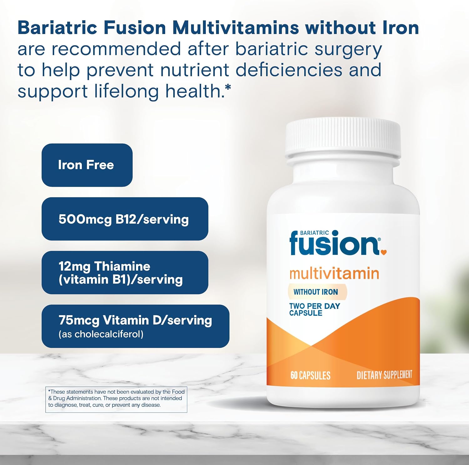 Bariatric Fusion Bariatric Multivitamin Without Iron – Post Bariatric Surgery Patients – Iron Free – 60 Capsules - görsel 5