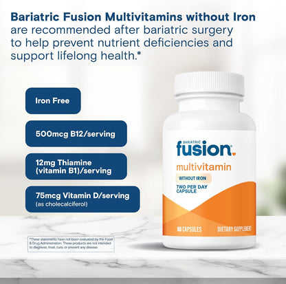 Bariatric Fusion Bariatric Multivitamin Without Iron – Post Bariatric Surgery Patients – Iron Free – 60 Capsules