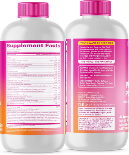 Pink Stork Liquid Prenatal Vitamins for Women – Berry, 64 Servings