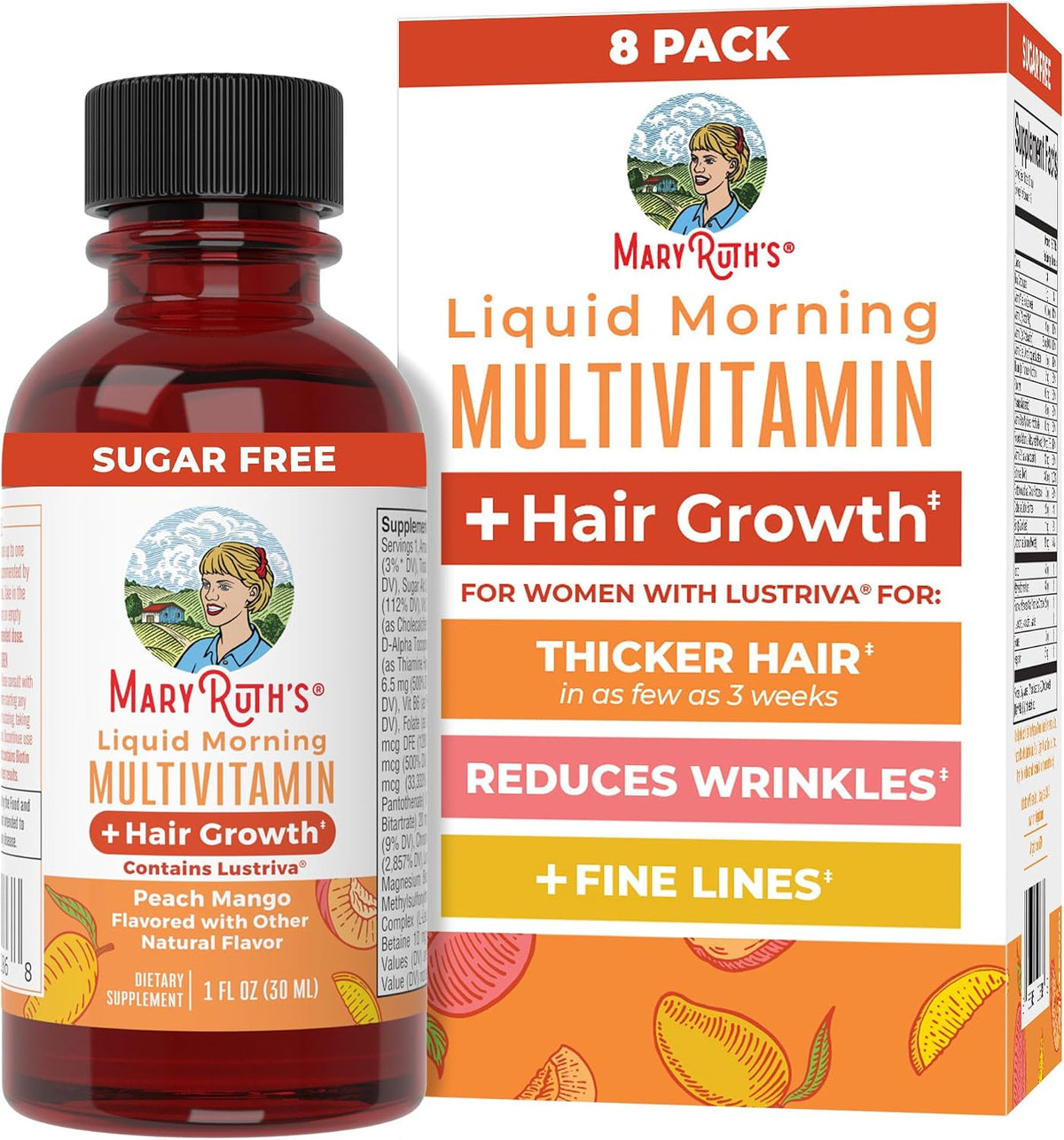 MaryRuth's Liquid Multivitamin + Hair Support | Clinically Tested for Thicker Hair & Facial Wrinkles | Biotin 10,000 mcg | Lustriva | 450 ml - görsel 10