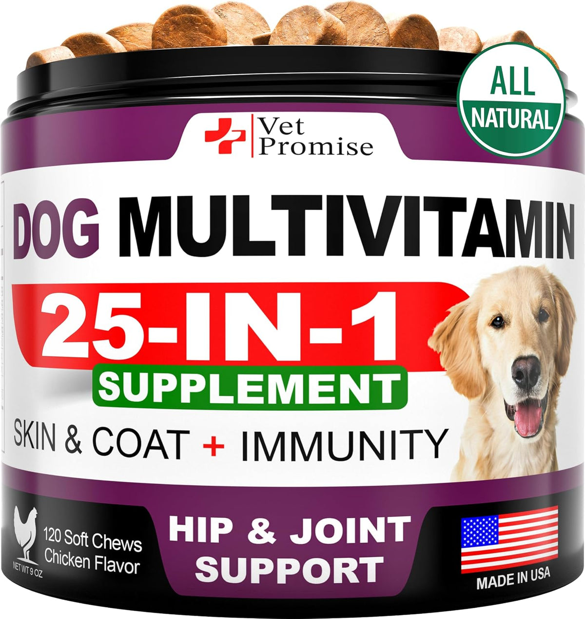 Vet Promise Dog Multivitamin Chewable with Glucosamine - 120 Chews - görsel 1