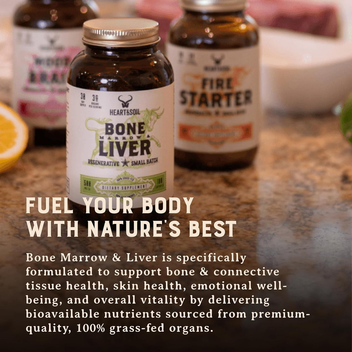 Heart & Soil 100% Grass Fed Bone Marrow & Beef Liver Supplement – 180 Capsules - görsel 6