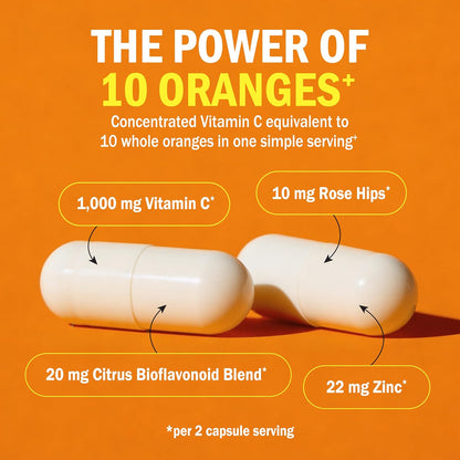 BioSchwartz Vitamin C Complex - 1000mg Capsules with Rose Hips, Zinc & Citrus Bioflavonoids, 120 Capsules
