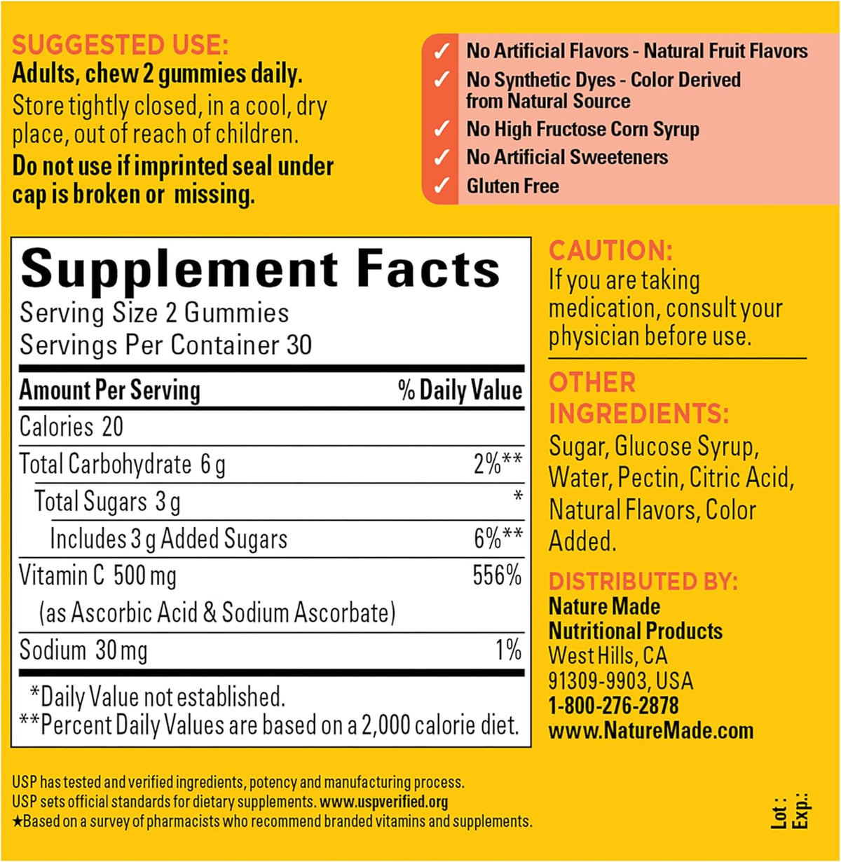 Nature Made Extra Strength Vitamin C 500mg Gummies, 60 Count - görsel 7