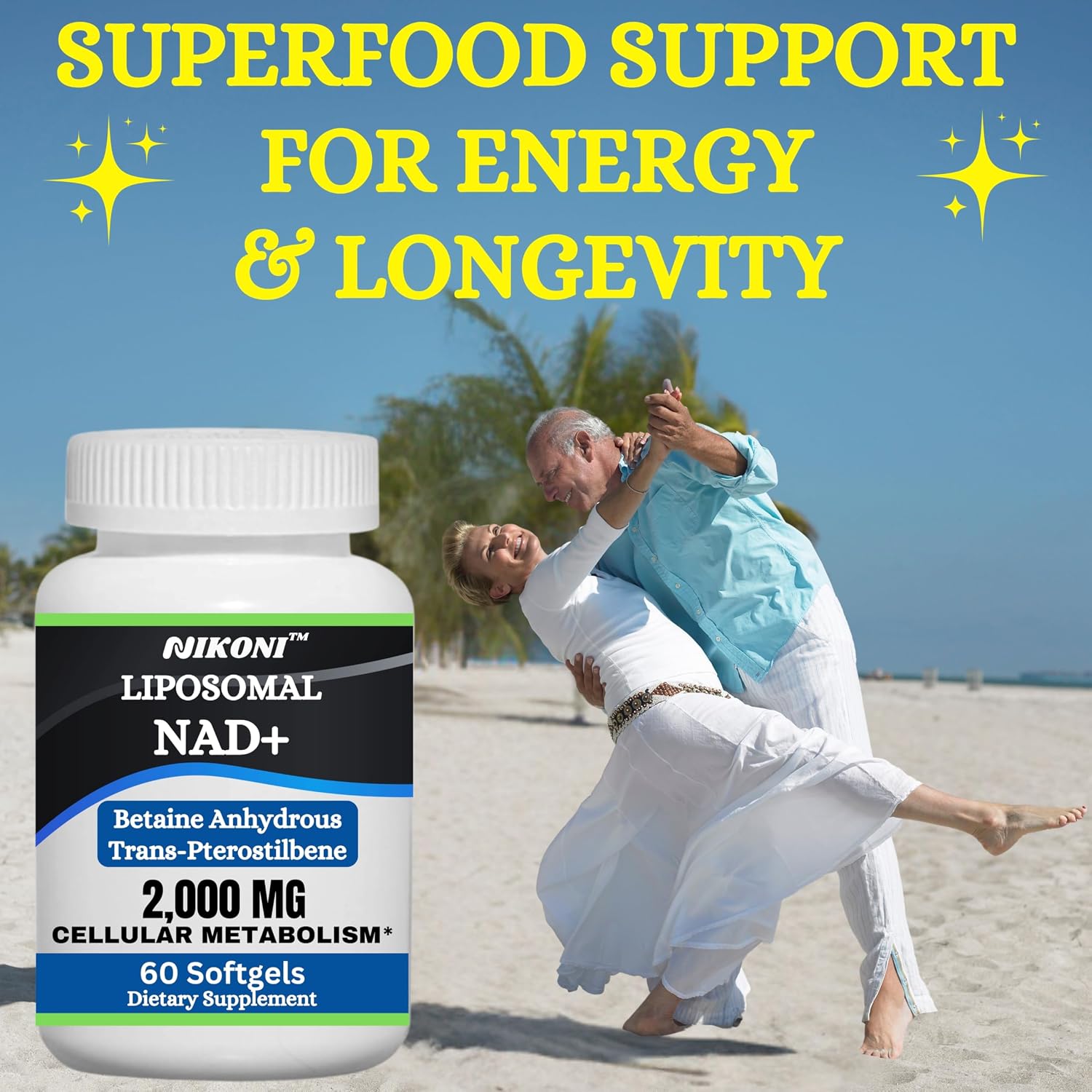 Nikoni Liposomal NAD+ 2000 mg with TMG and Pterostilbene – Healthy Ageing Support – 240 Soft gel capsules - görsel 5