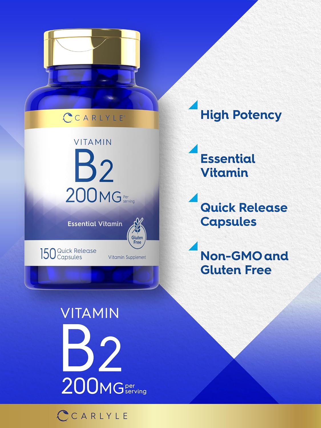 Carlyle Vitamin B2 (Riboflavin) 200mg - 150 Capsules - görsel 4