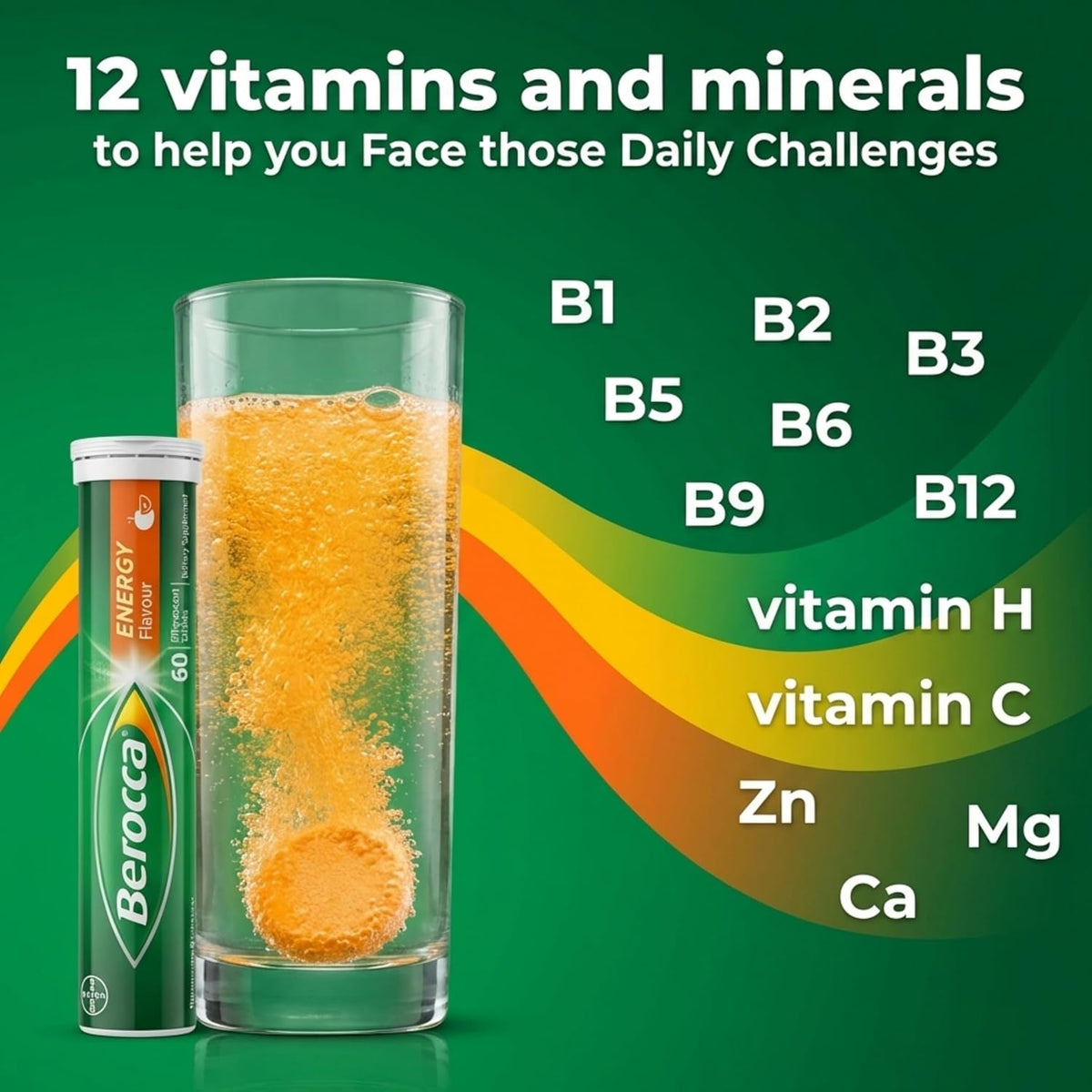 Berocca Energy Vitamin B & C Orange Flavour Effervescent Tablets, 60 Pack - görsel 2