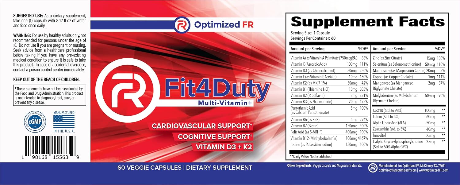 Fit4Duty Multivitamin+ for First Responders – 60 Capsules (2-Month Supply) - görsel 4