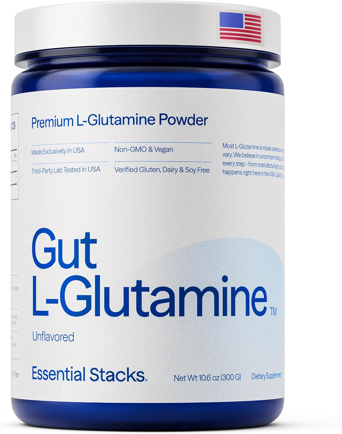 Essential Stacks Gut L-Glutamine Powder - Pure L-Glutamine for Gut Health (60 Servings, Unflavoured) - görsel 1