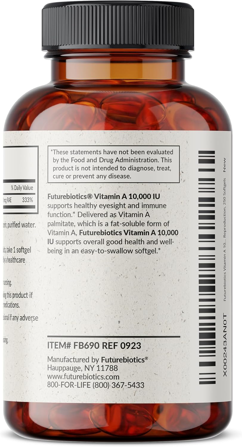 Futurebiotics Vitamin A 10,000 IU - Non-GMO, 250 Softgels - görsel 5