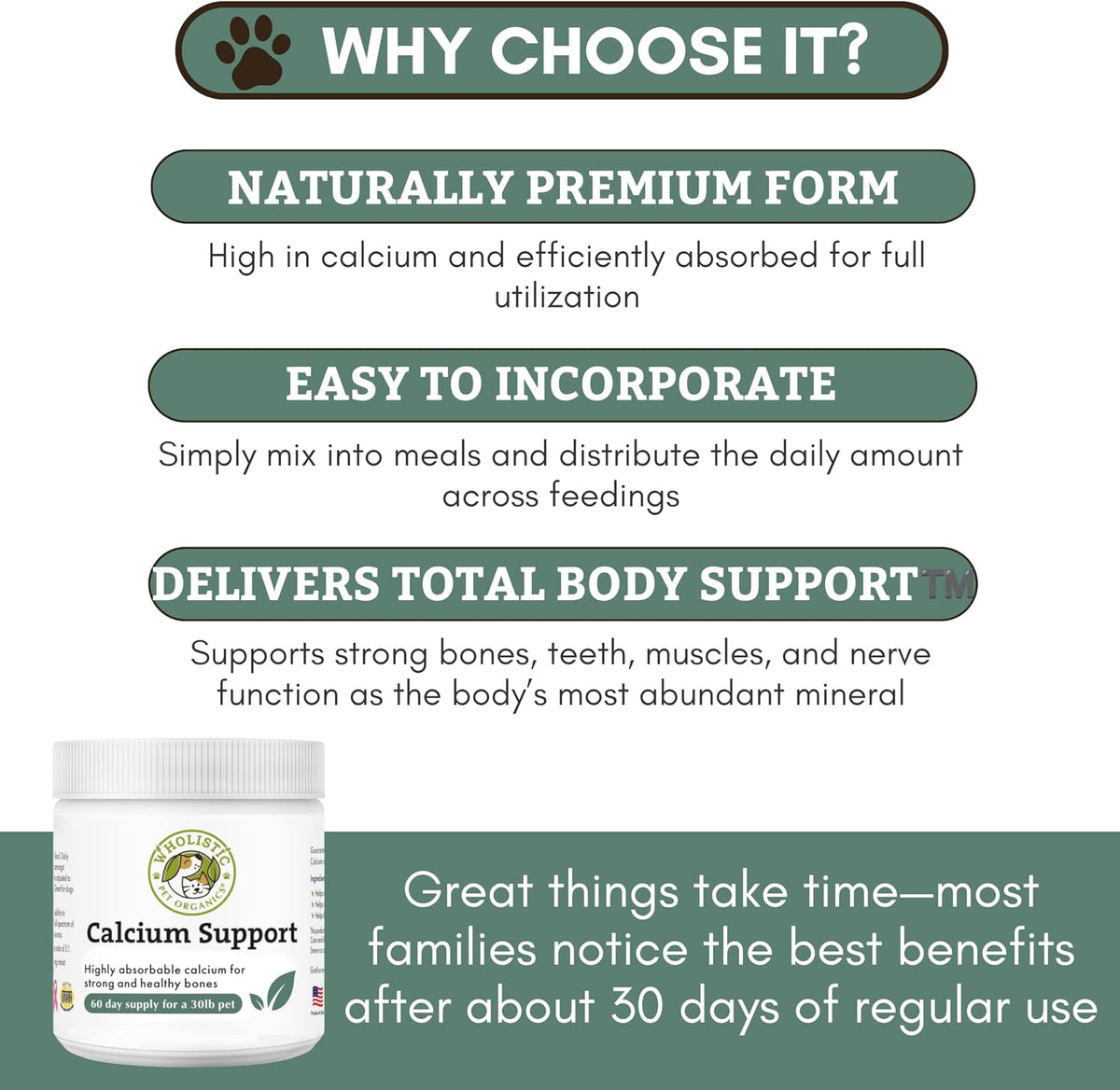 Wholistic Pet Organics Pure Powder Calcium – Veterinary Guidance: Always consult your veterinarian before adding – Image 5