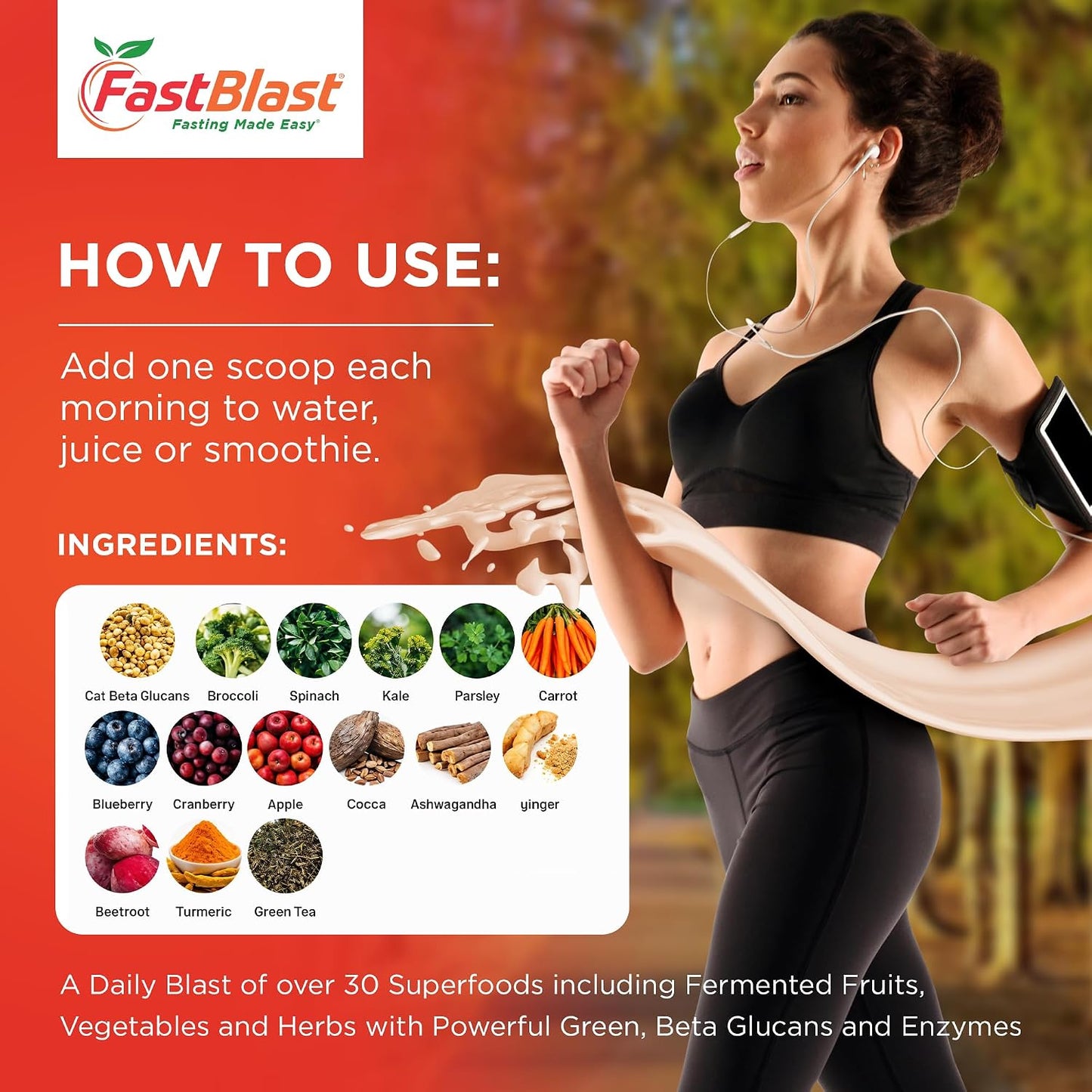 FastBlast Organic Super Greens Powder – Over 30 Superfoods with Probiotics, 180g - görsel 8