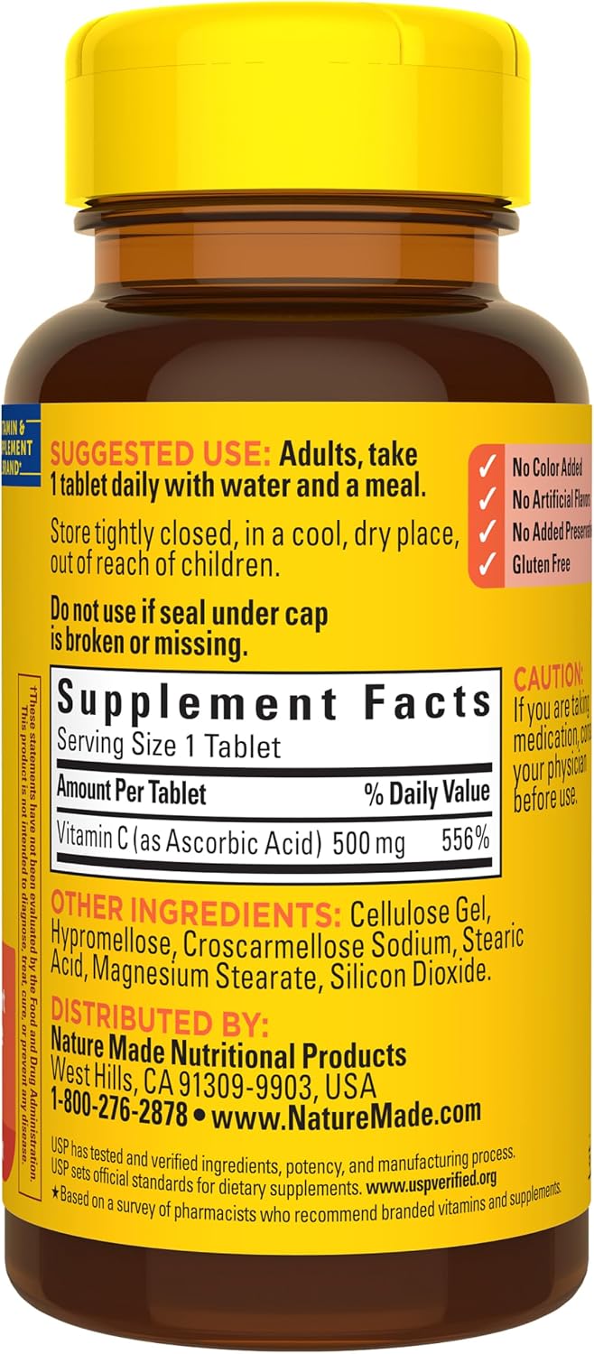 Nature Made Vitamin C 500 mg Tablets, 100 Tablets - görsel 8