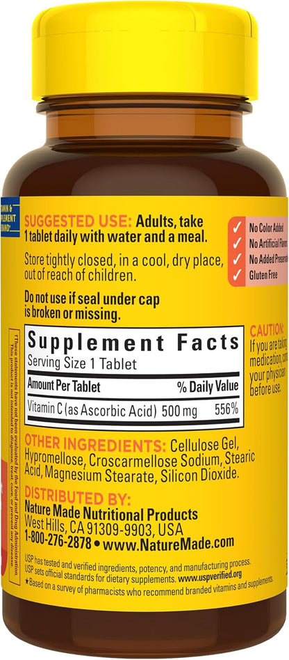Nature Made Vitamin C 500 mg Tablets, 100 Tablets