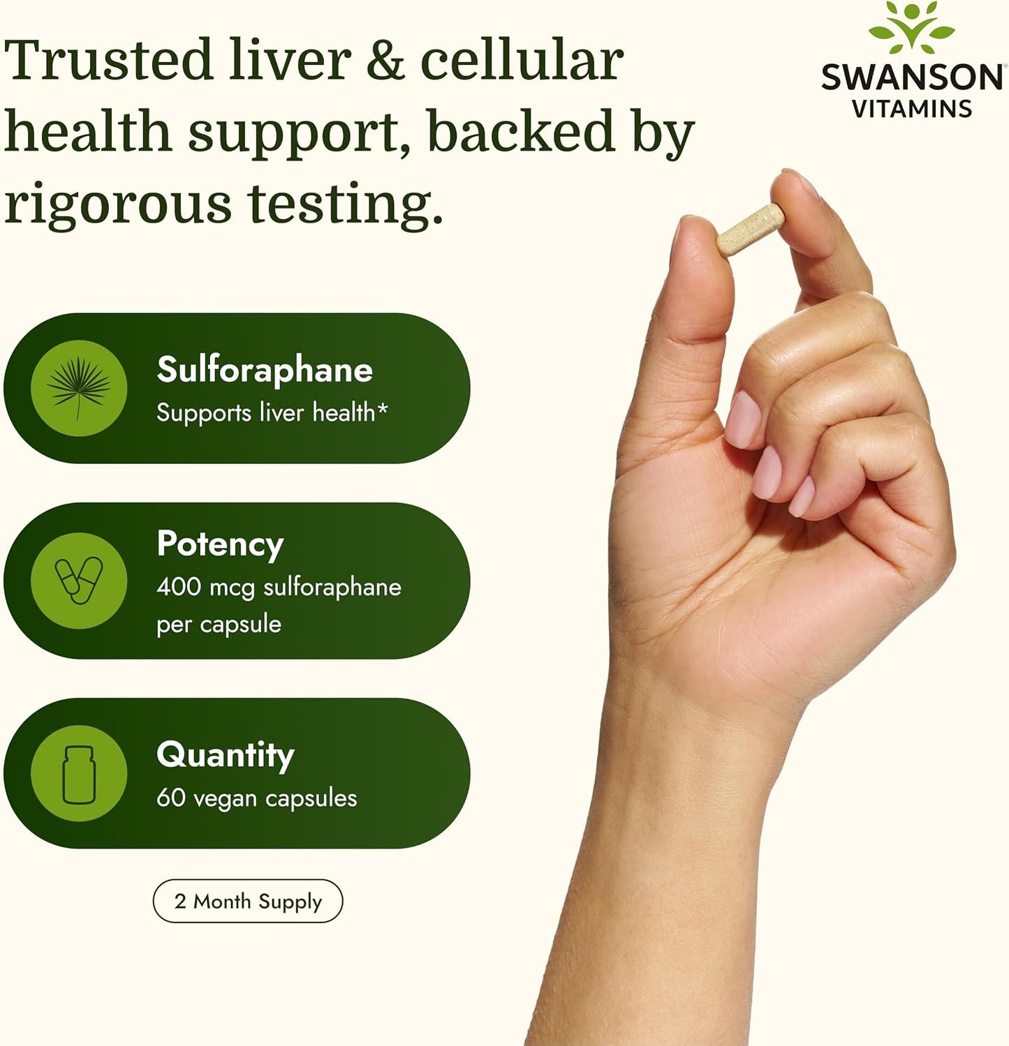 Swanson Sulforaphane Broccoli Sprout Extract - 400 mcg, 60 Veggie Capsules - görsel 3