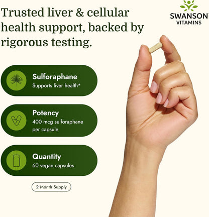 Swanson Sulforaphane Broccoli Sprout Extract - 400 mcg, 60 Veggie Capsules