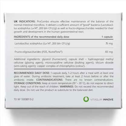 ProCombo Synbiotic – Double Capsule with Targeted Delivery, 1 Capsule per Day, Laboratory Tested (Pack of 1)
