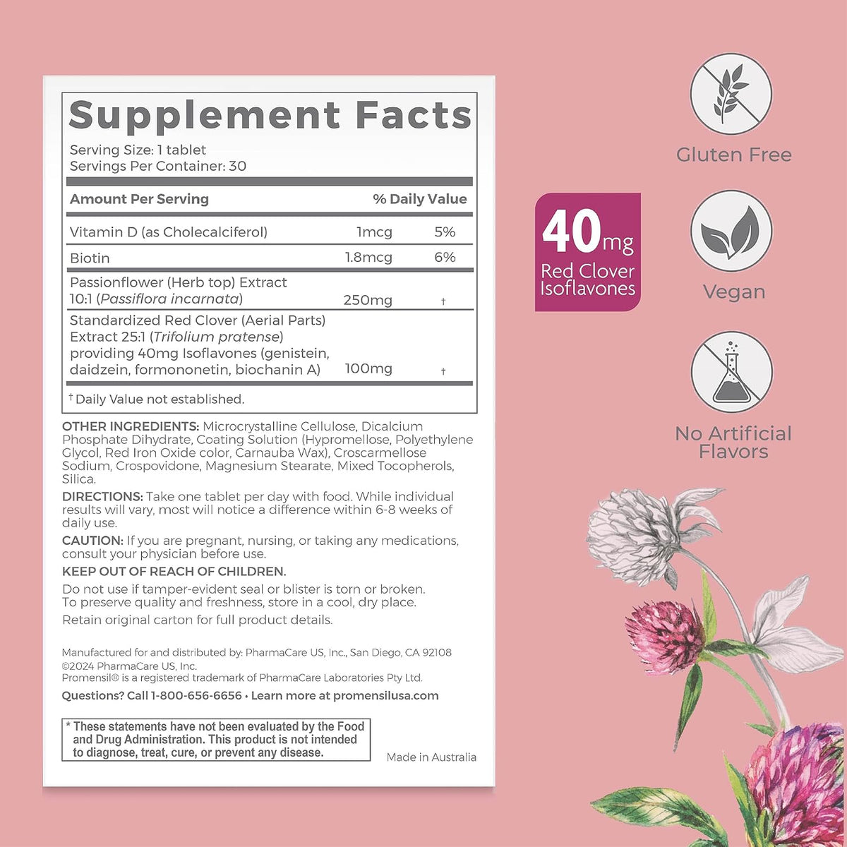 Promensil Perimenopause Supplements for Women – Red Clover Isoflavones with Biotin and Vitamin D, 30 Tablets - görsel 3