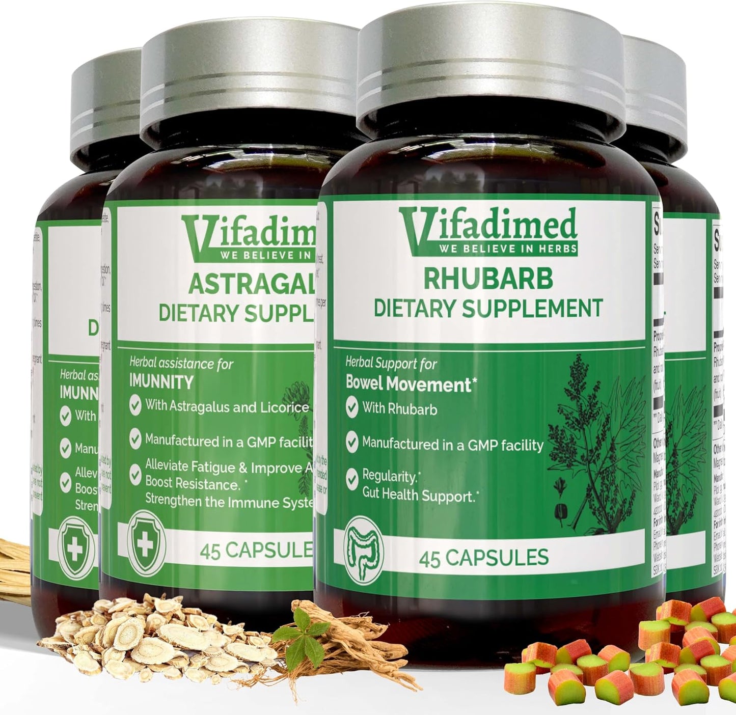 VIFADIMED Rhubarb Bowel Movement Support – 45 Capsules - görsel 10