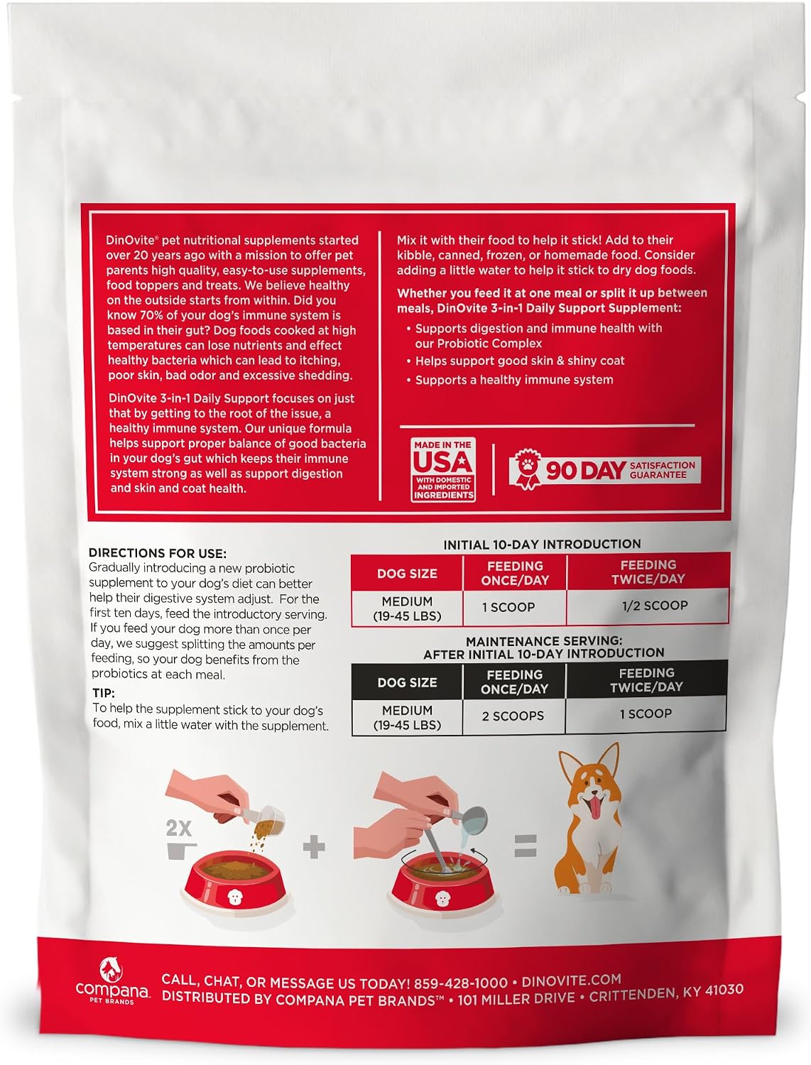 Dinovite Probiotics for Dogs, Probiotic Powder Food Topper for Medium Dogs (8-20 kg), Daily Digestive Health and Skin Support with Omega-3s, 90 Servings - görsel 8