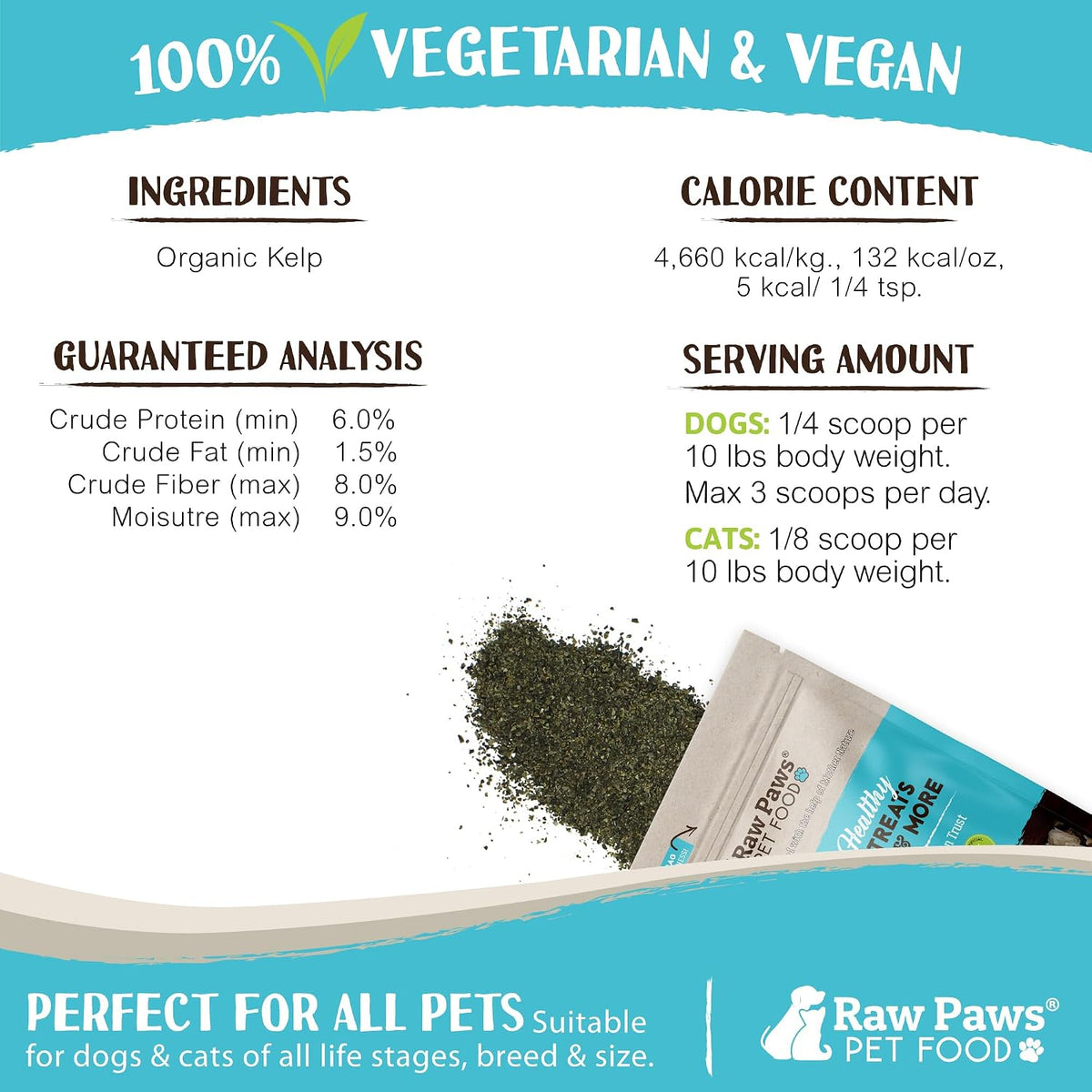 Raw Paws Organic Kelp Powder for Dogs & Cats (454g) - Supports Thyroid, Digestive and Immune Health - görsel 3