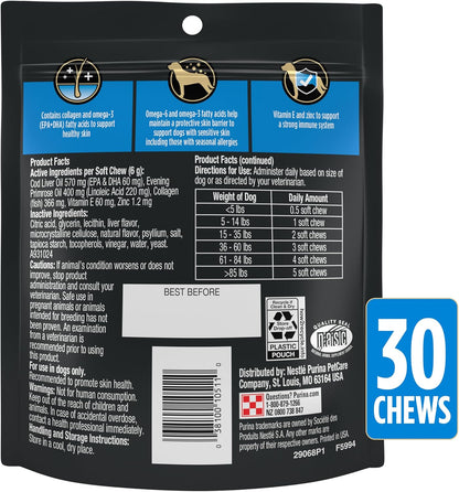 Purina Pro Plan Veterinary Supplements Skin Care Dog Chews with Omega-3 Fish Oil, EPA and DHA
