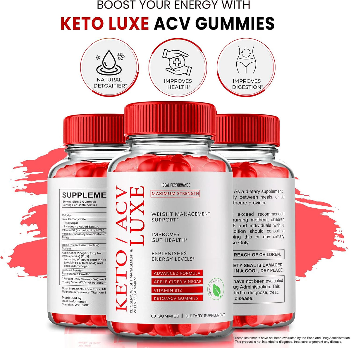 Keto Luxe + Gummies – ACV Keto Supplement with Vitamin B12 (2 Pack) - görsel 8