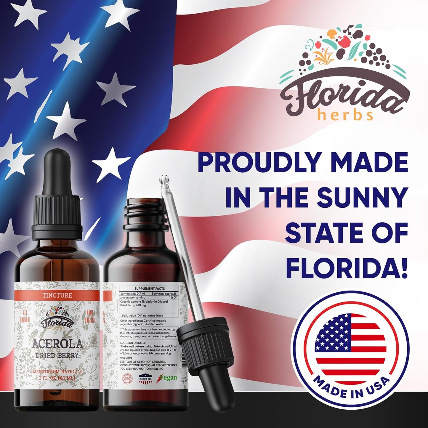 Acerola Tincture (Vitamin C) - Organic Acerola Extract (Malpighia Glabra) Dried Berry, Non-GMO in Cold-Pressed Organic Vegetable Glycerine - görsel 5