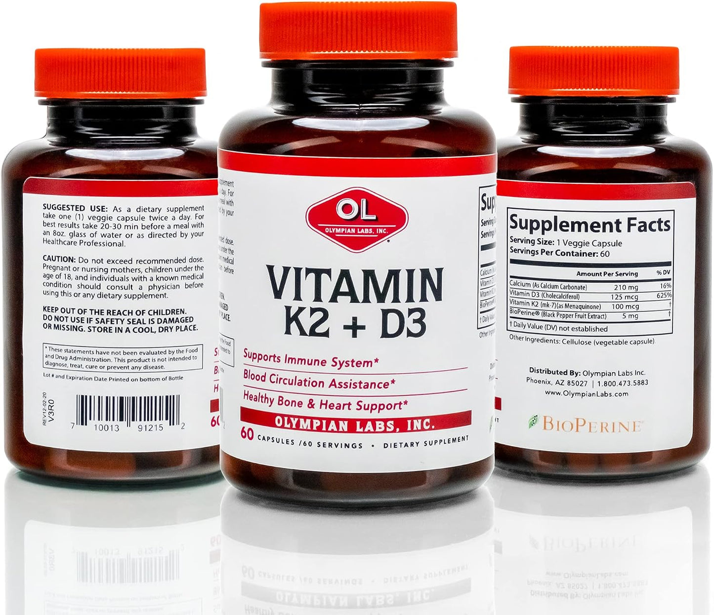 Olympian Labs Vitamin K2 + D3, 60 Vegan Capsules - Supports Bone, Immune & Heart Health - görsel 2