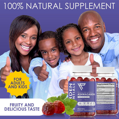 KSM-66 Ashwagandha Gummies – 1500mg Per Serving – Stress & Cortisol Support with Lemon Balm & Vitamin D – Vegan – 60 Count