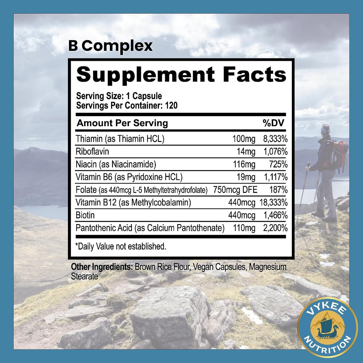 Vykee Nutrition B Complex Food Supplement – High-Potency B Vitamins, 120 Capsules - görsel 7