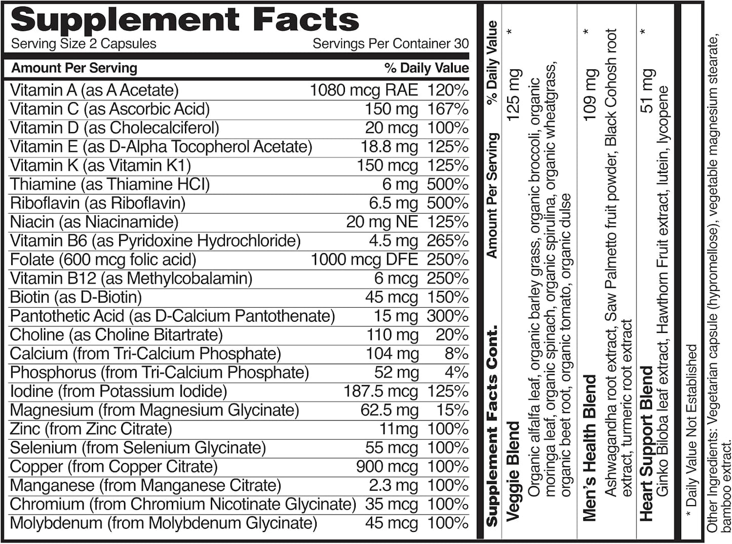 Snap Supplements Men's Multivitamin – Daily Vitamins and Minerals for Energy and Immune Support, 60 Capsules - görsel 8