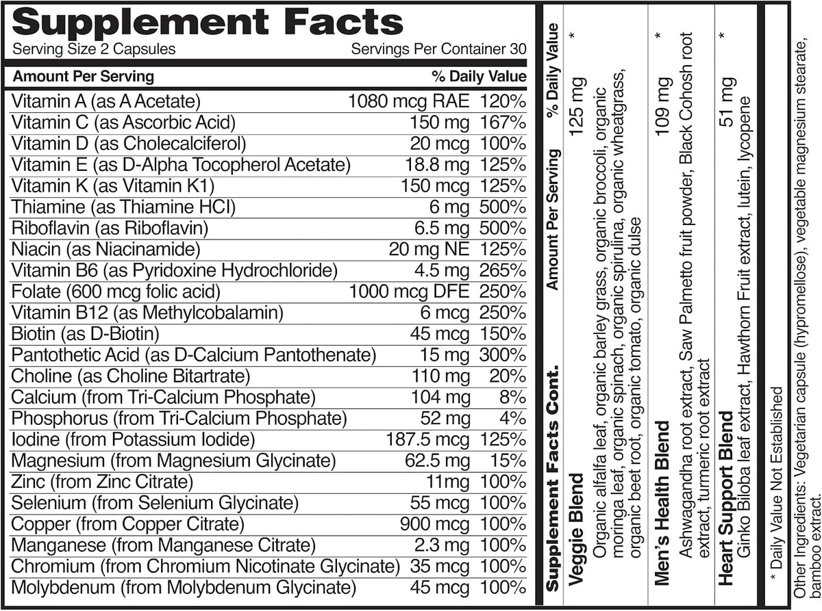 Snap Supplements Men's Multivitamin – Daily Vitamins and Minerals for Energy and Immune Support, 60 Capsules - görsel 8
