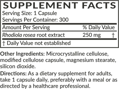 Futurebiotics Rhodiola Rosea 1000mg Adaptogenic Herb Capsules - 300 Capsules