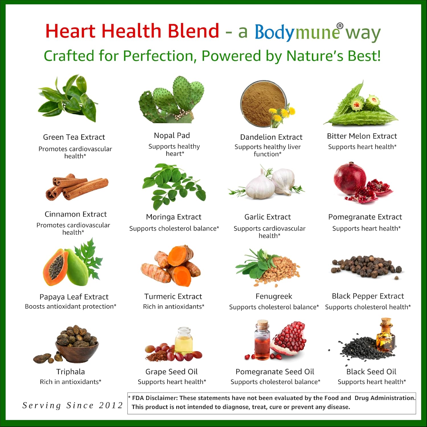 Bodymune Heart Health Blend – Organic Cardiovascular & Circulation Supplement with Green Tea, Pomegranate & Black Seed Oil – 60 Capsules - görsel 2