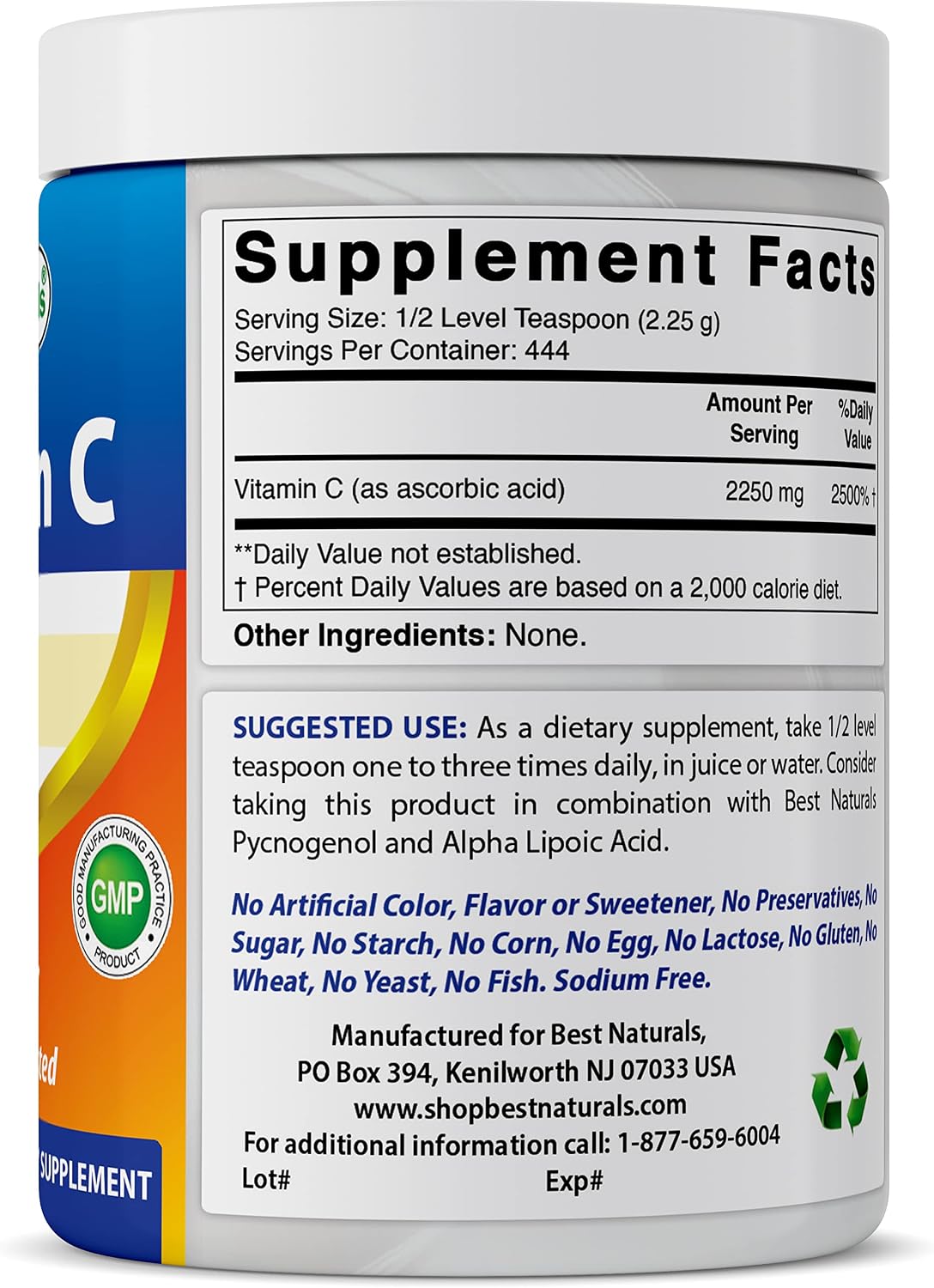 Best Naturals 100% Pure Vitamin C Powder - Non-GM Ascorbic Acid, 454 g (Pack of 3) – Image 5