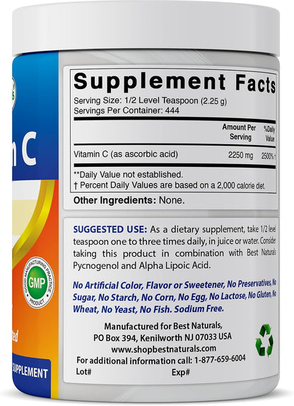 Best Naturals 100% Pure Vitamin C Powder - Non-GM Ascorbic Acid, 454 g (Pack of 3) – Image 5