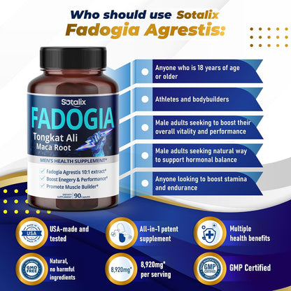 High Strength Fadogia Agrestis Capsules – Concentrated Herbal Blend with Maca Root, Tongkat Ali and More