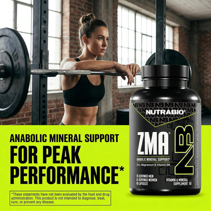 NutraBio ZMA - Zinc, Magnesium & Vitamin B6 Supplement, 90 Capsules
