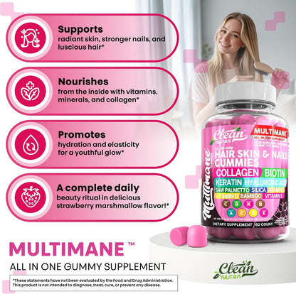 Clean Nutraceuticals Biotin Collagen Keratin Gummies - Hair, Skin and Nails Vitamins for Women – Image 5