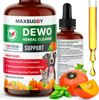 Natural Intestinal Defence Herbal Cleanser for Cats and Dogs – Broad Spectrum Gut Wellness & Digestive Support Liquid Drops by MaxBuddy
