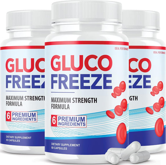 (3 Pack) Glucofreeze Capsules - Official Formula Gluco Freeze - Blood Sugar Support Supplement with Cinnamon Bark (180 Capsules)