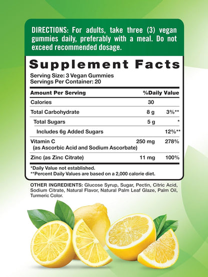 Nature's Truth Vitamin C Gummies with Zinc for Adults - 60 Count