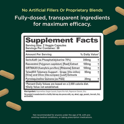 The Genius Brand Genius Eternal - Cellular Repair Supplement for Daily Clarity - 60 Veggie Capsules